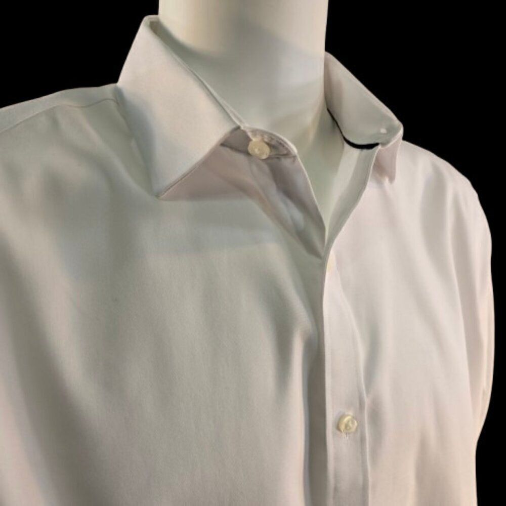 Tommy Hilfiger Men White Dress Shirt Size 16.5 36/37  Slim Fit Wrinkle Free